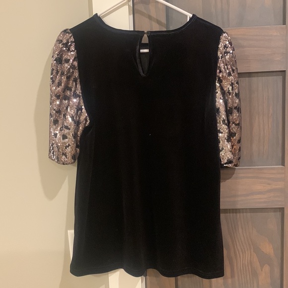 Black Velvet Sequin Joy Joy Top size large - Picture 3 of 3